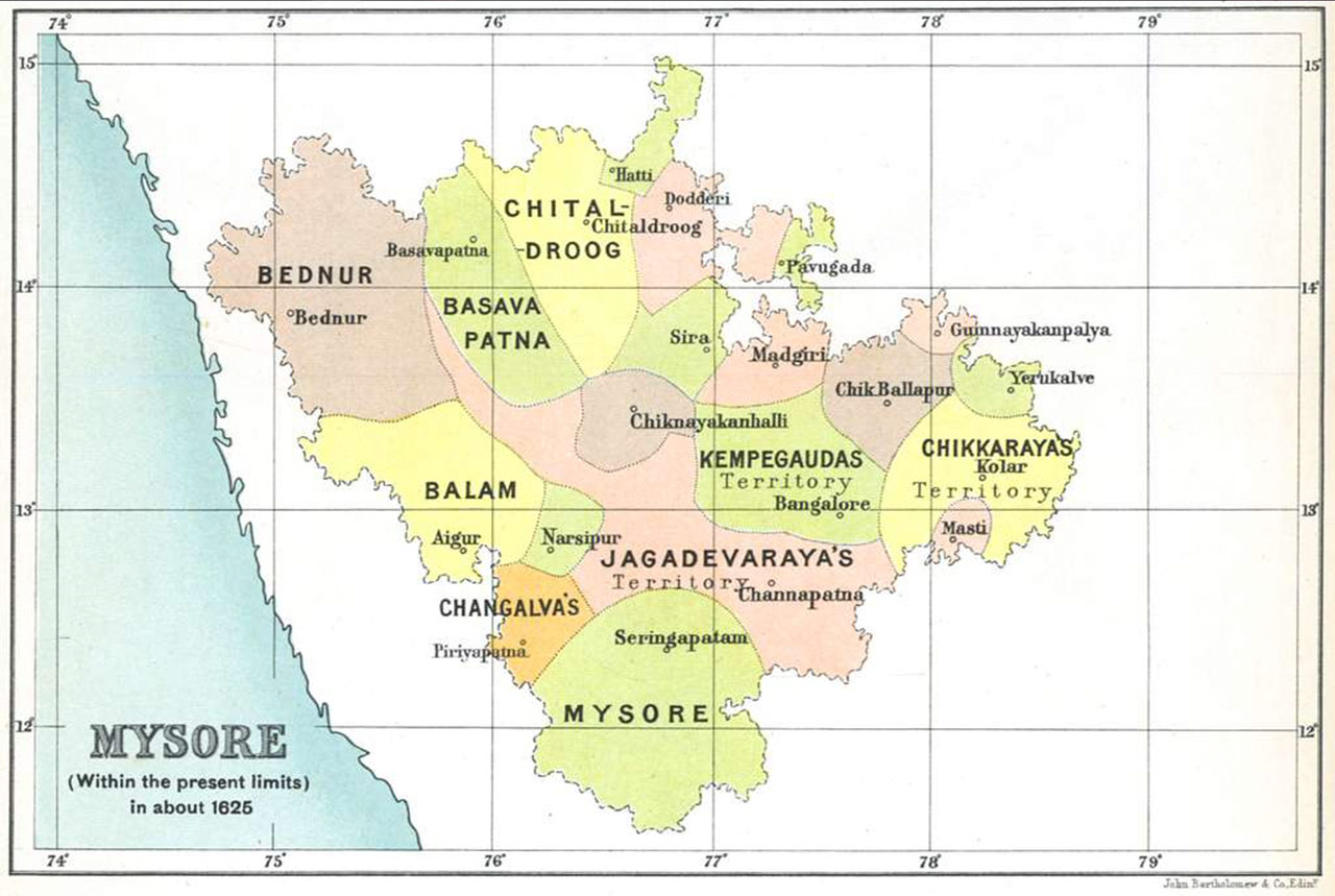 Map-of-Mysuru-duing-Wodeyar-Rule