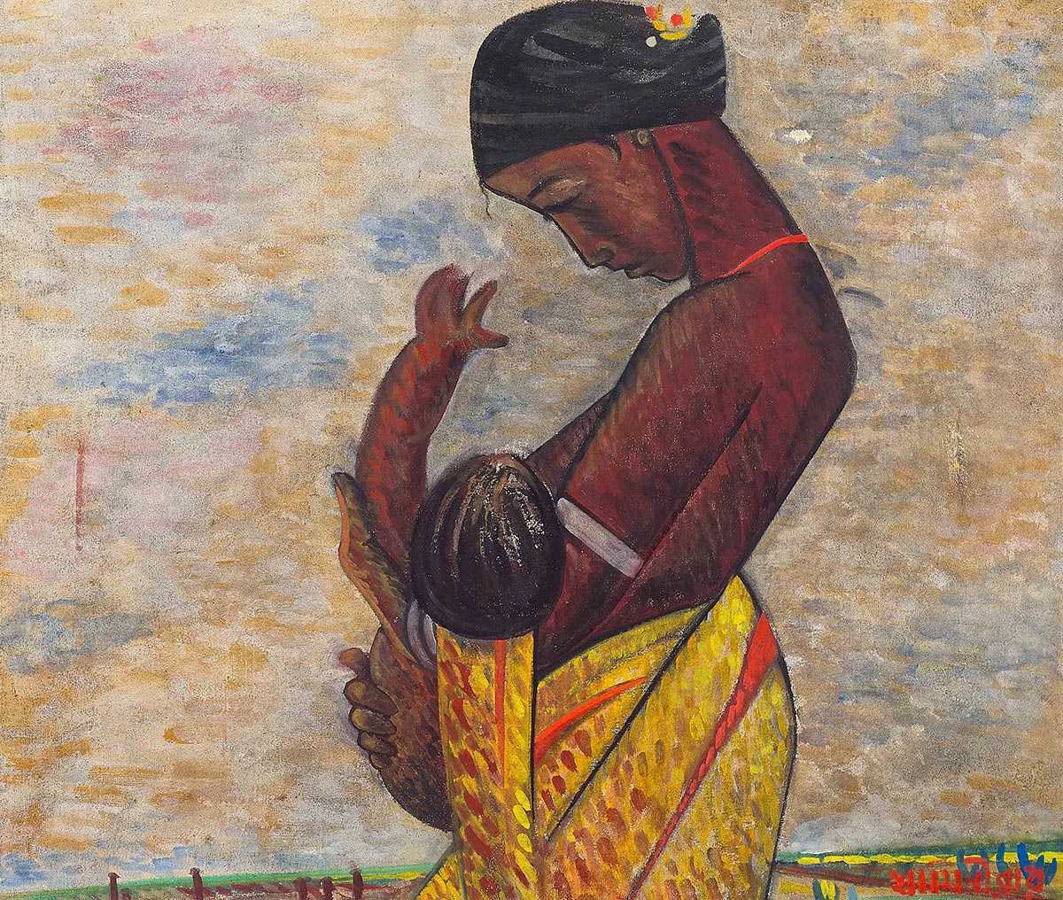 Lot-1-Jamini-Roy-Untitled-(Mother-And-Child)