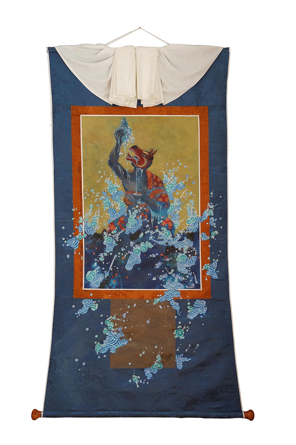 Thirst,-Acrylic-on-Canvas-(framed-in-traditional--thangka-style),-3-x-6.2-ft-