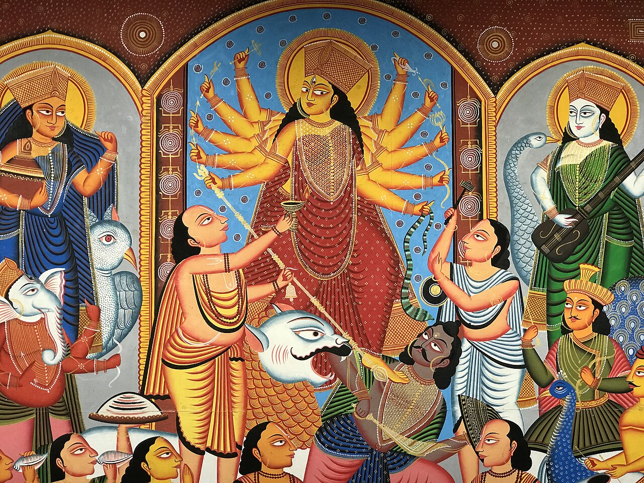 Durga puja painting, Kolkata airport, India