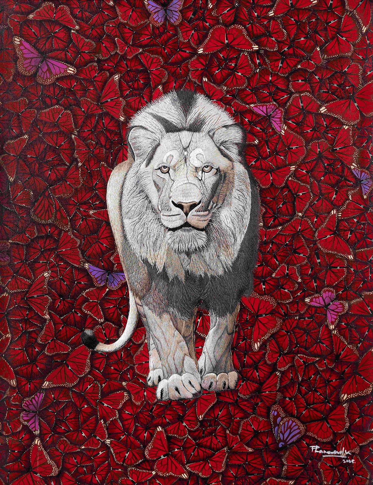 A-Throne-of-a-Thousand-Wings-_-Acrylic-and-Silk-Embroidery-on-Canvas-_-48-x-36-Inches-2025