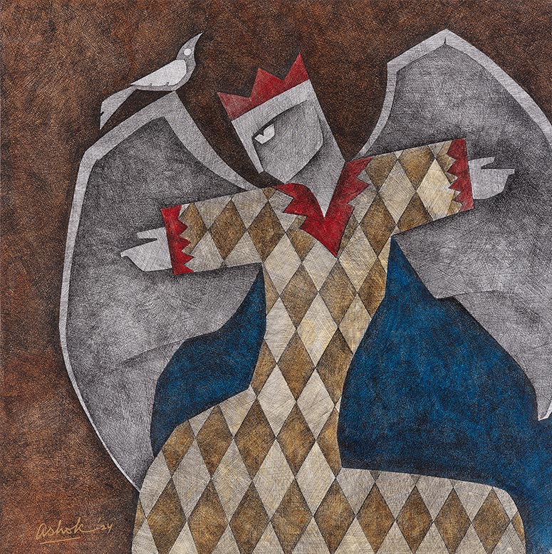Dhoomimal-ASHOK-BHOWMICKUntitled,-Pen-and-ink,-acrylic-on-canvas-36-x-36-inches,-2024