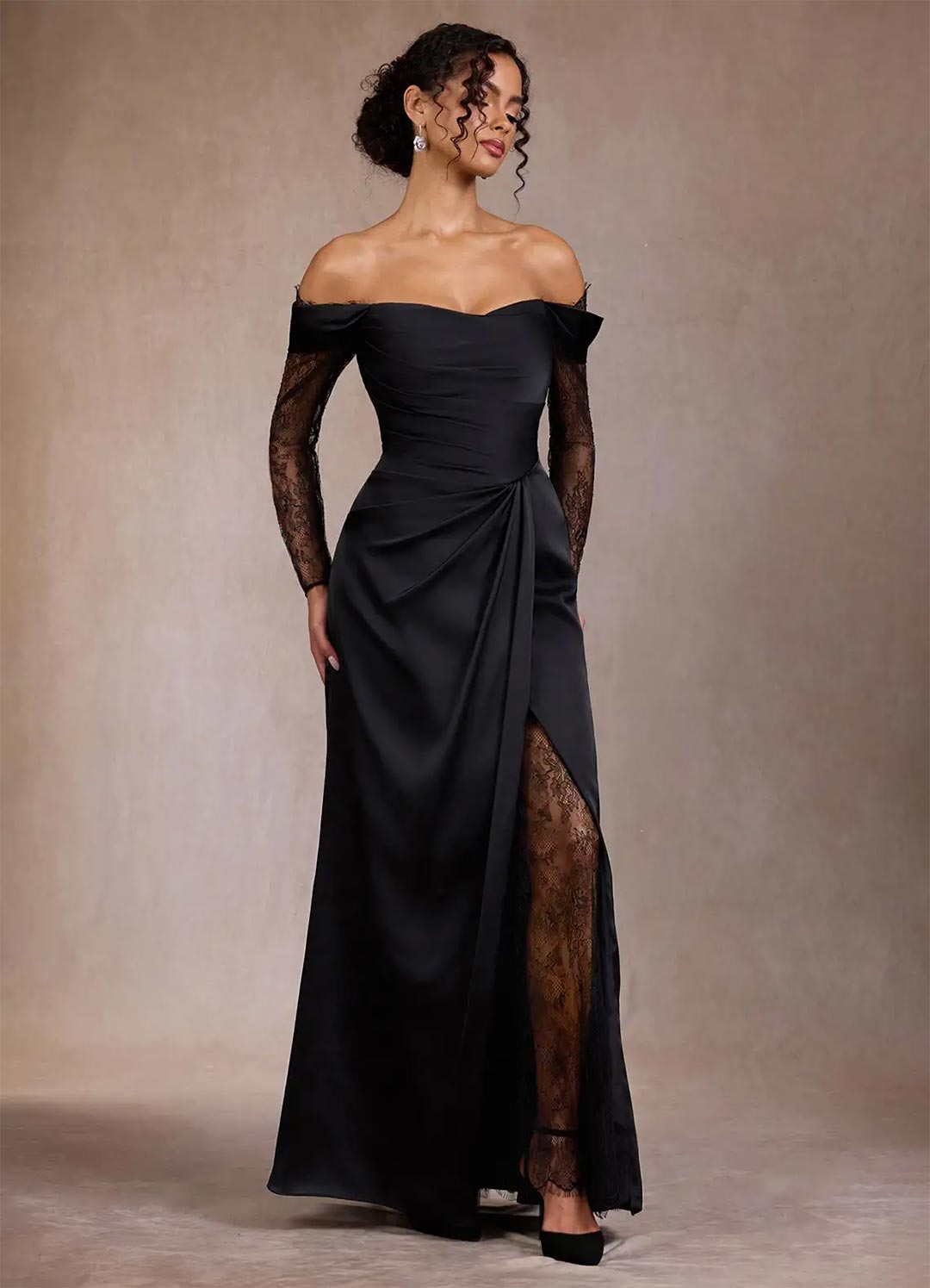 Gizela Black Lace Maxi Dress