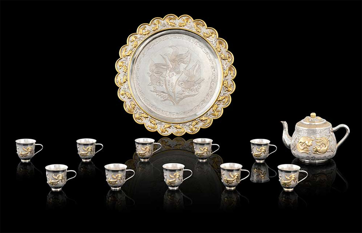 Lot-no-45-exquisite-Chinese-silver-tea-service-comprising-a-teapot