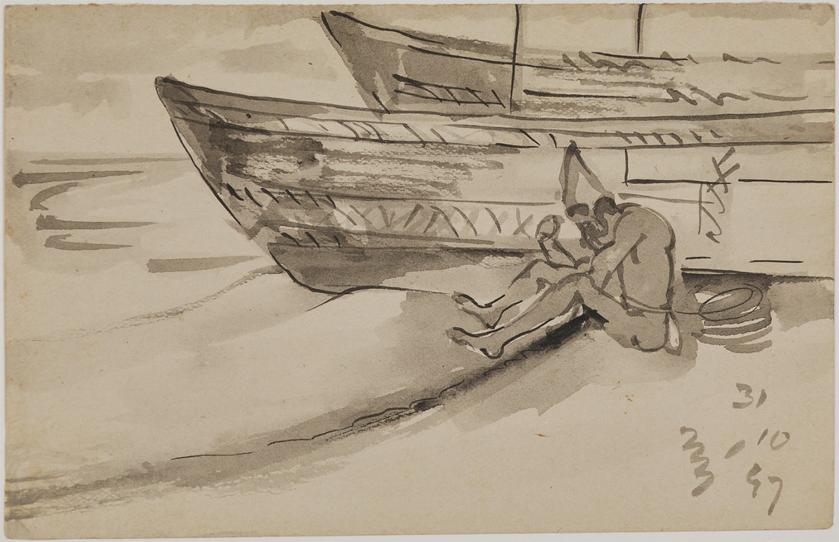 Nandalal-Bose-Untitled,-Ink-and-Wash-on-Paper-1947