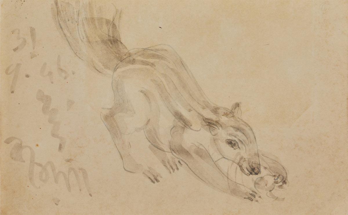 Nandalal-Bose-Untitled,-Ink-and-Wash-on-Paper,-3.5-x-5.25-in,-1946