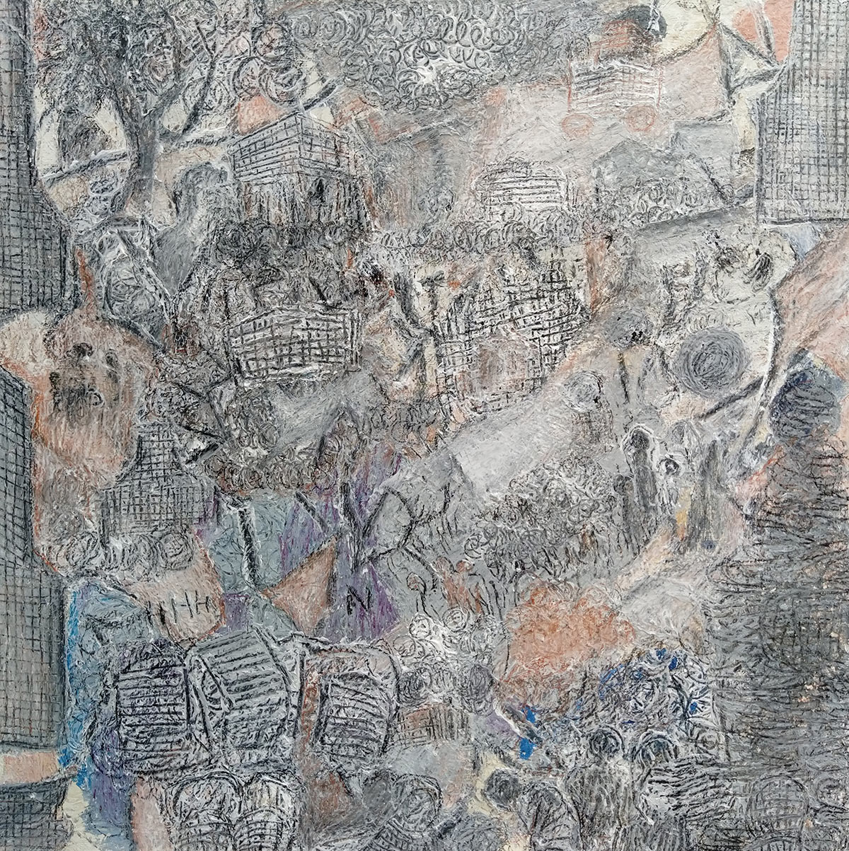 Neeraj-Yadava,-First-Light,-2025,-Acrylic-and-Pencil-on-Canvas,-15-x-15-Inches