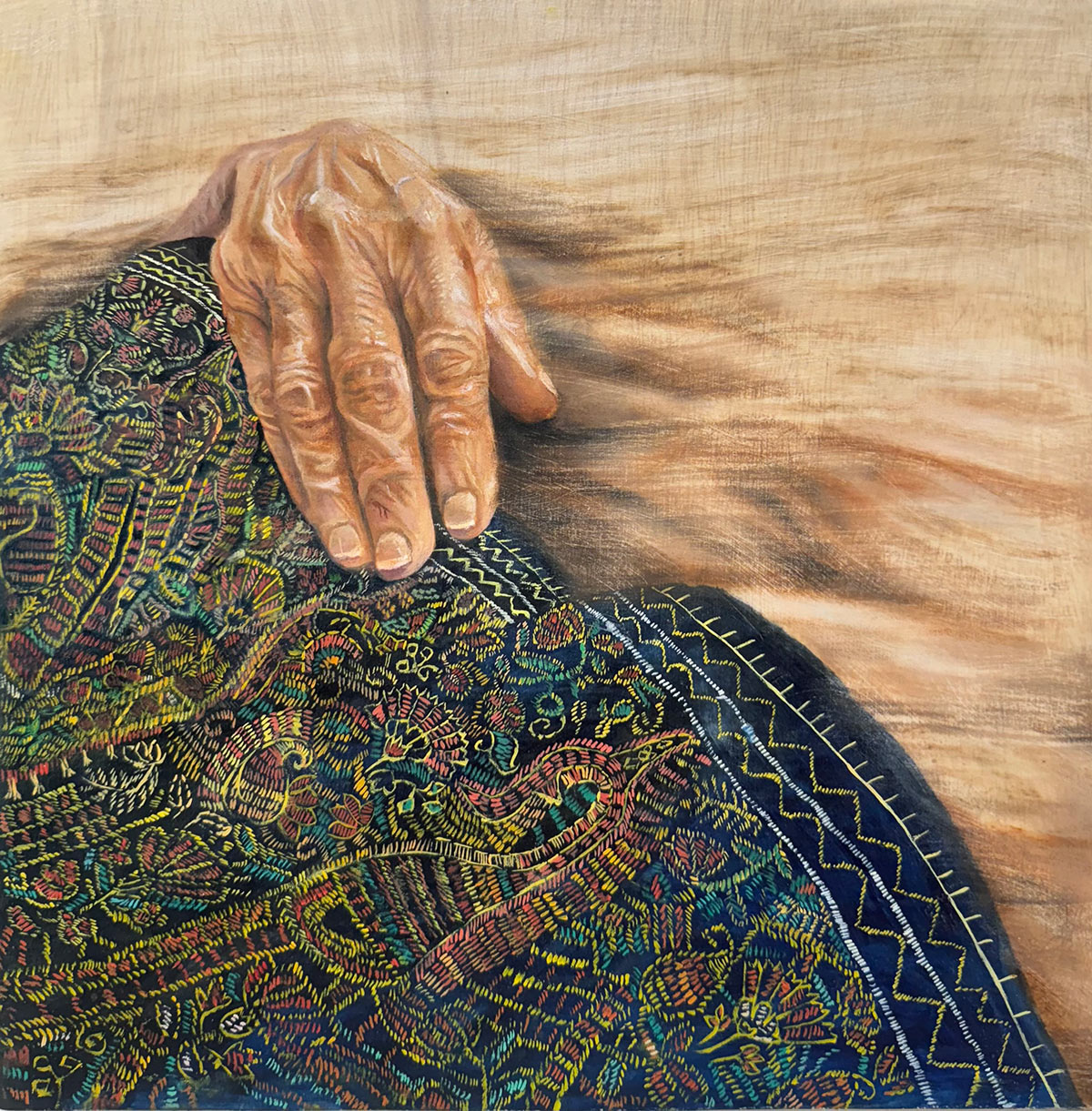 Remembrance_Oil-on-Wood_12X12-inches_2024_Avani-Bakaya