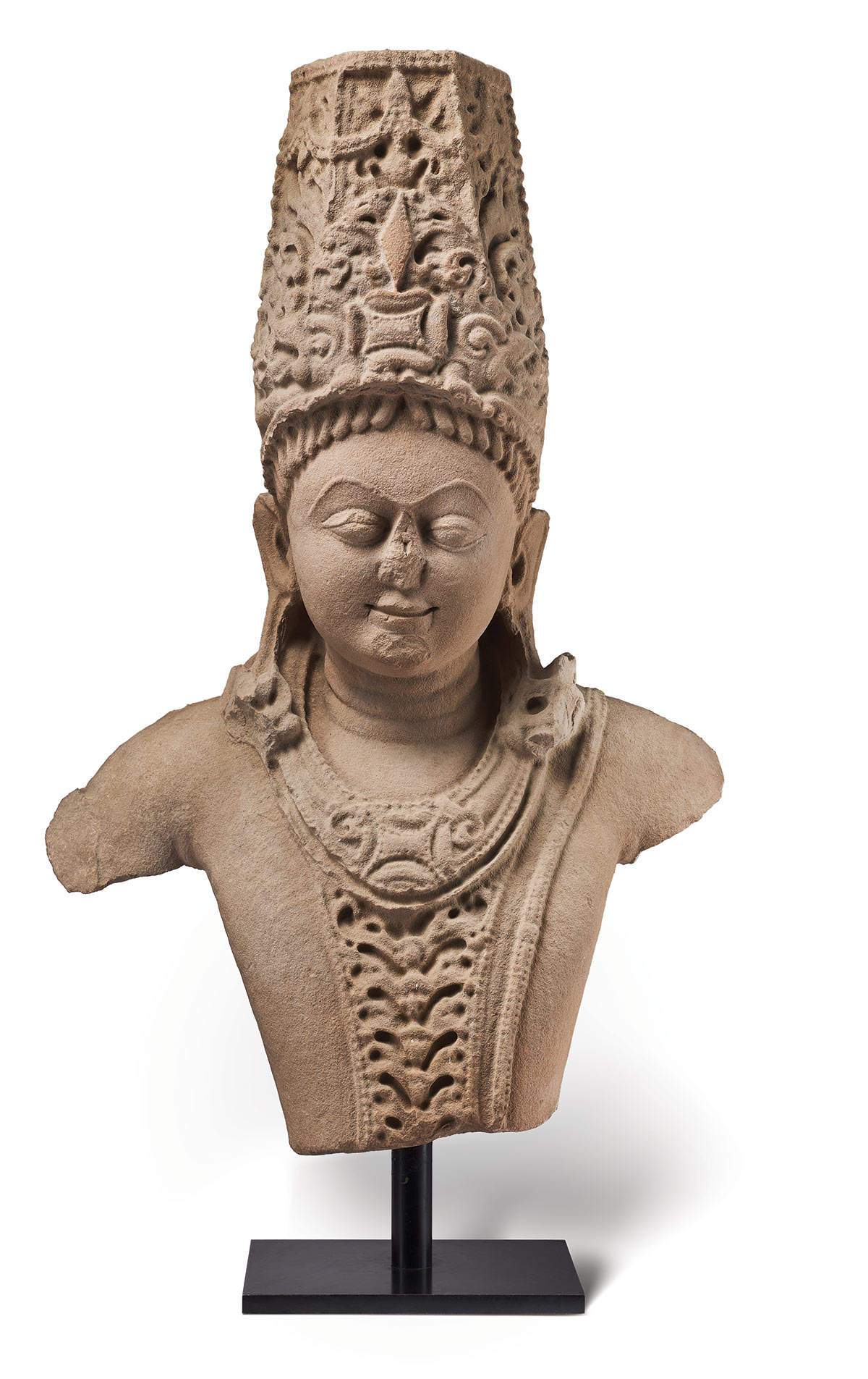 A Buff Sandstone Bust of a Male Deity, probably Vishnu Central India, ca. 10th century_