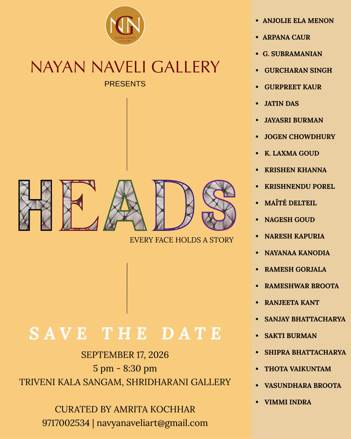 HEADS – Every Face Holds a Story Opens at Triveni Kala Sangam-invite