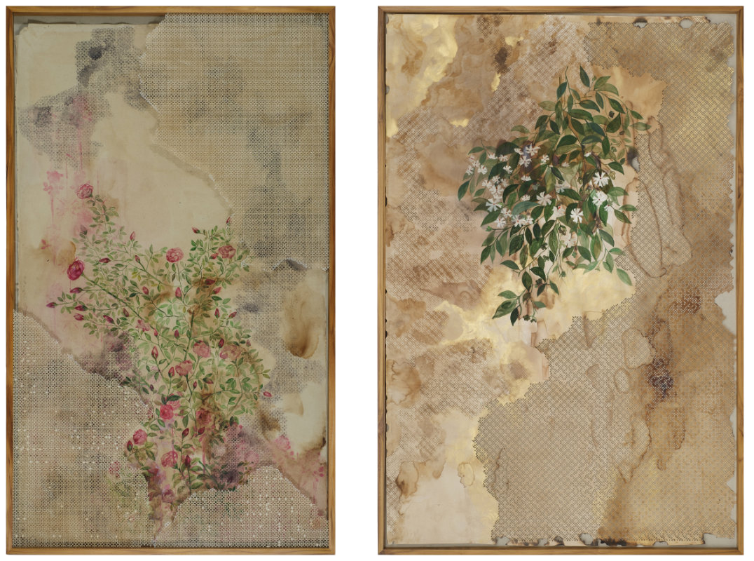 Riddhi Shah,Untitled, 35 x 48 inches, Gouache, Walnut Stain on Sanaganeri Paper and Acid Free Paper Cut Jali, 2026-01